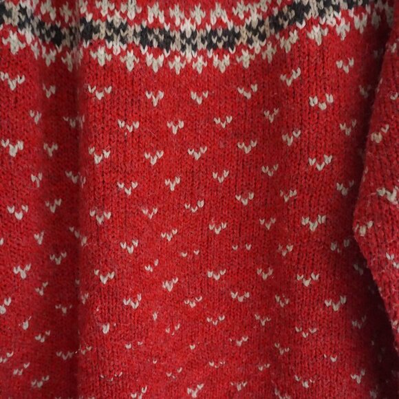 Vintage Encore Tricot Red 10% Wool Knit Icelandic Button Cardigan Sweater XL - Picture 15 of 16